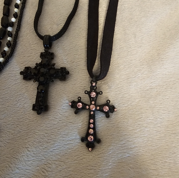 Beaded & Rhinestone Cross Necklaces - Picture 3 of 4